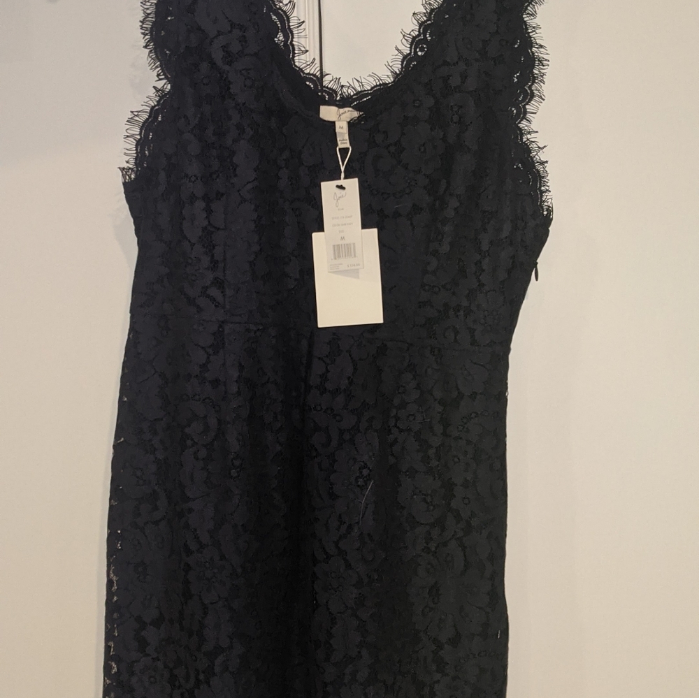 Beautiful navy blue lace dress with v-neck
